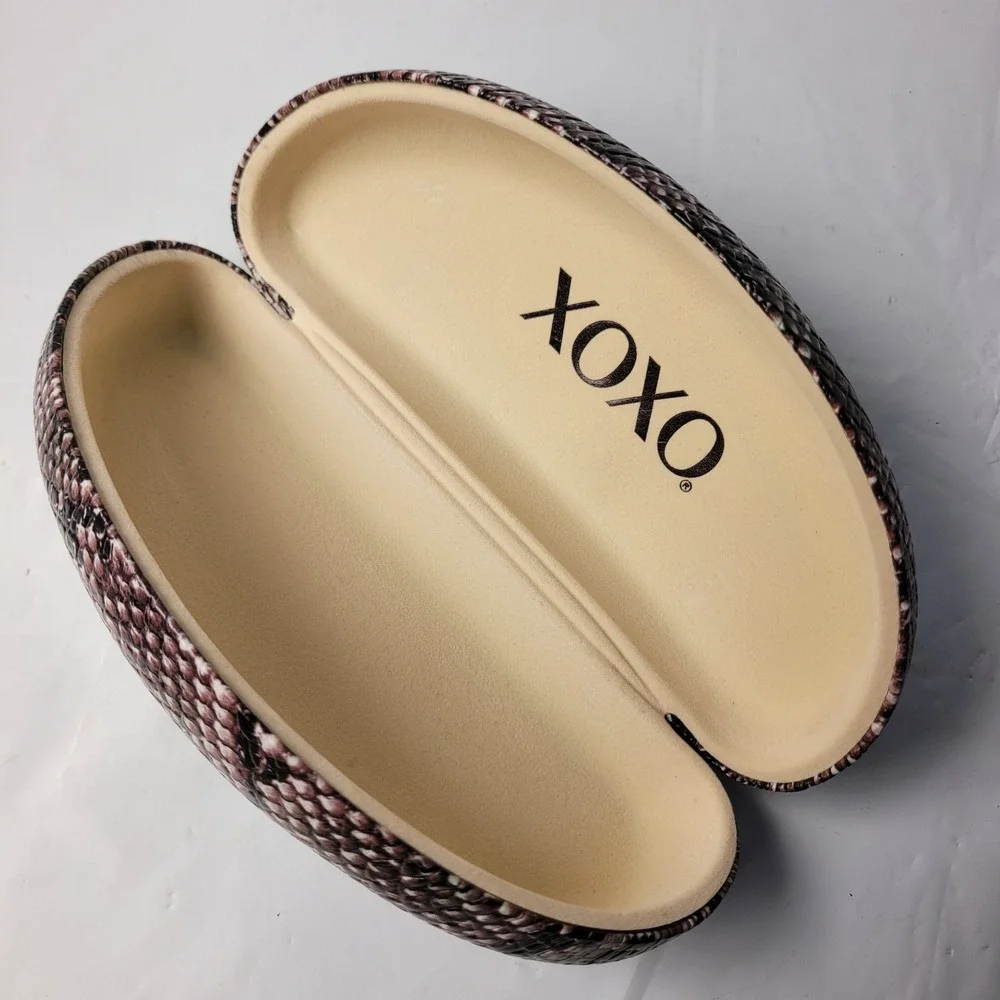 XOXO Eyeglasses Case Womens Brown Snakeskin‎ Hard Shell Clamshell Accessory